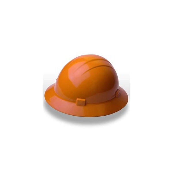 Erb Americana Full Brim Safety Helmets HAT STYLE, 4-PT NYLON SUSPENSION w/SLIDE-LOCK ADJUSTMENT, Orange 19203 - main